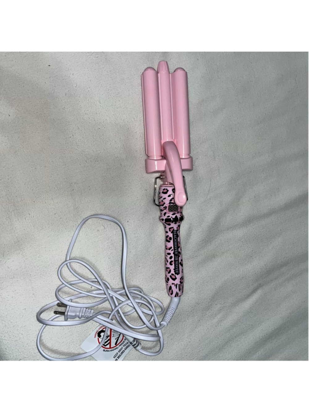 Beachwaver 3B Waver Pink Leopard Triple Barrel Hair Waver BW300LP w/ Box